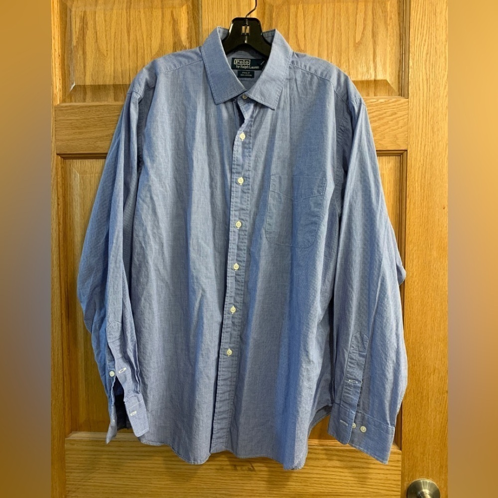 Polo Ralph Lauren Men Size L 36/37 Check Regent Classic Fit Long Sleeve Shirt